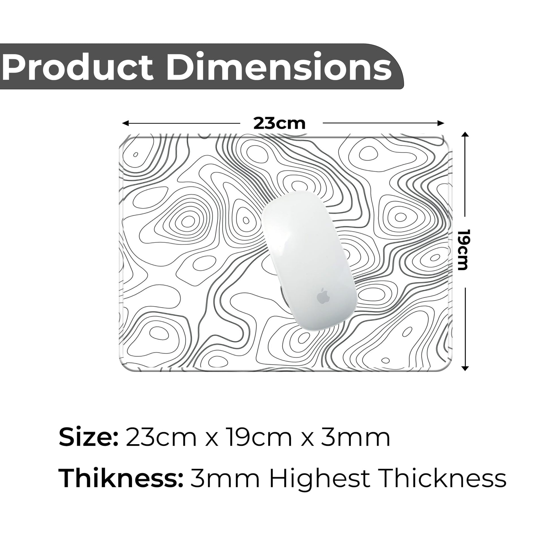 White Topography - S Size Mousepad image 1
