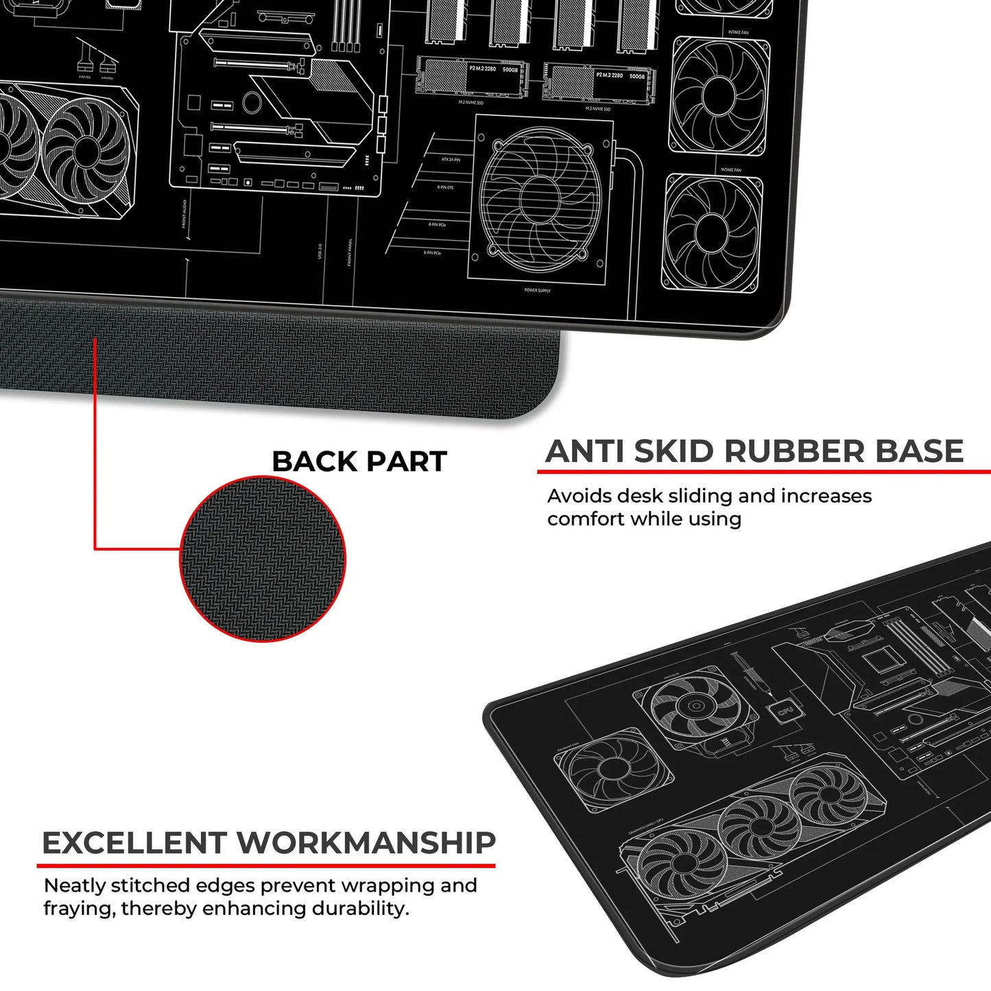 PC Building Guide - Black - E-XL Mousepad image 2