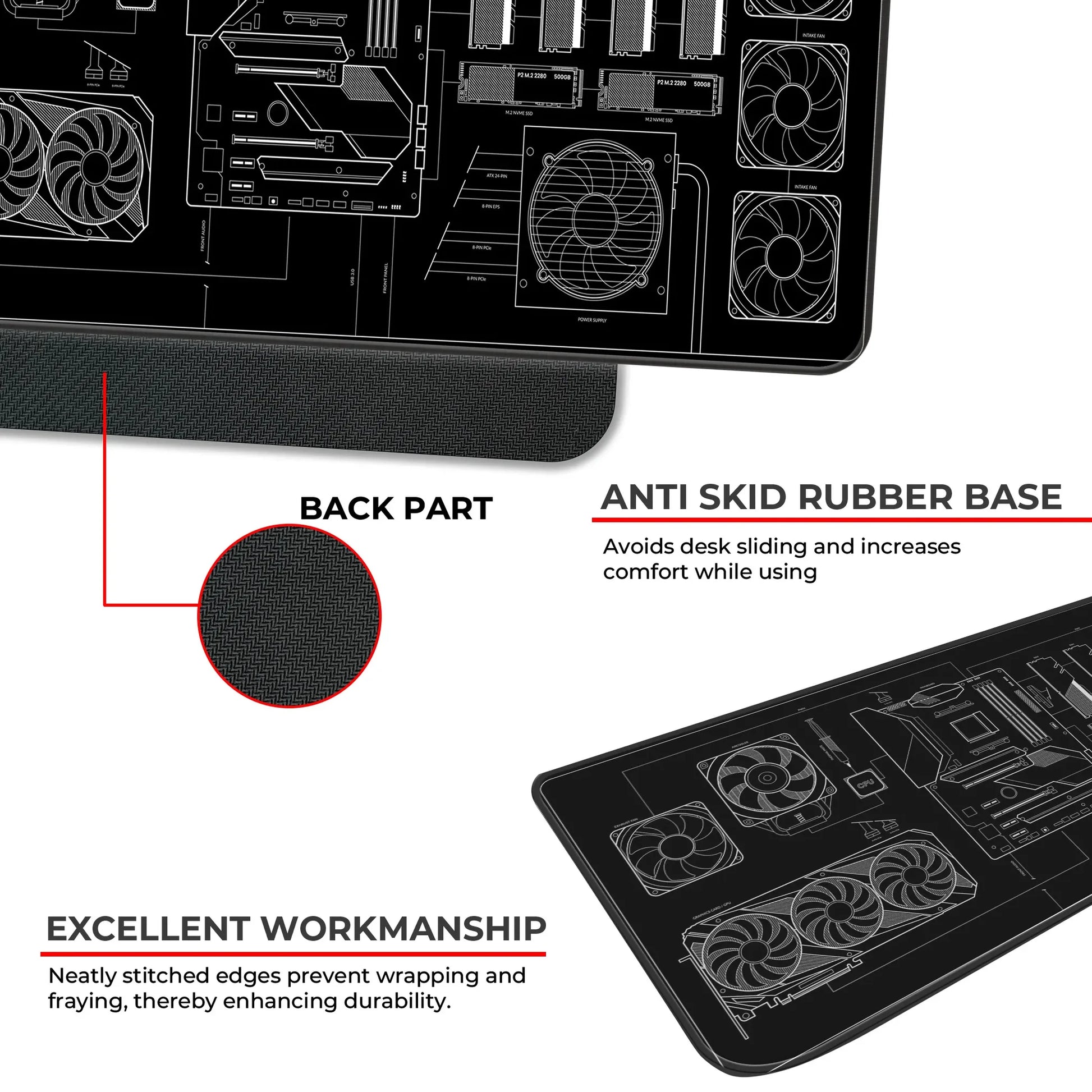PC Building Guide - Black - E-XL Mousepad image 2