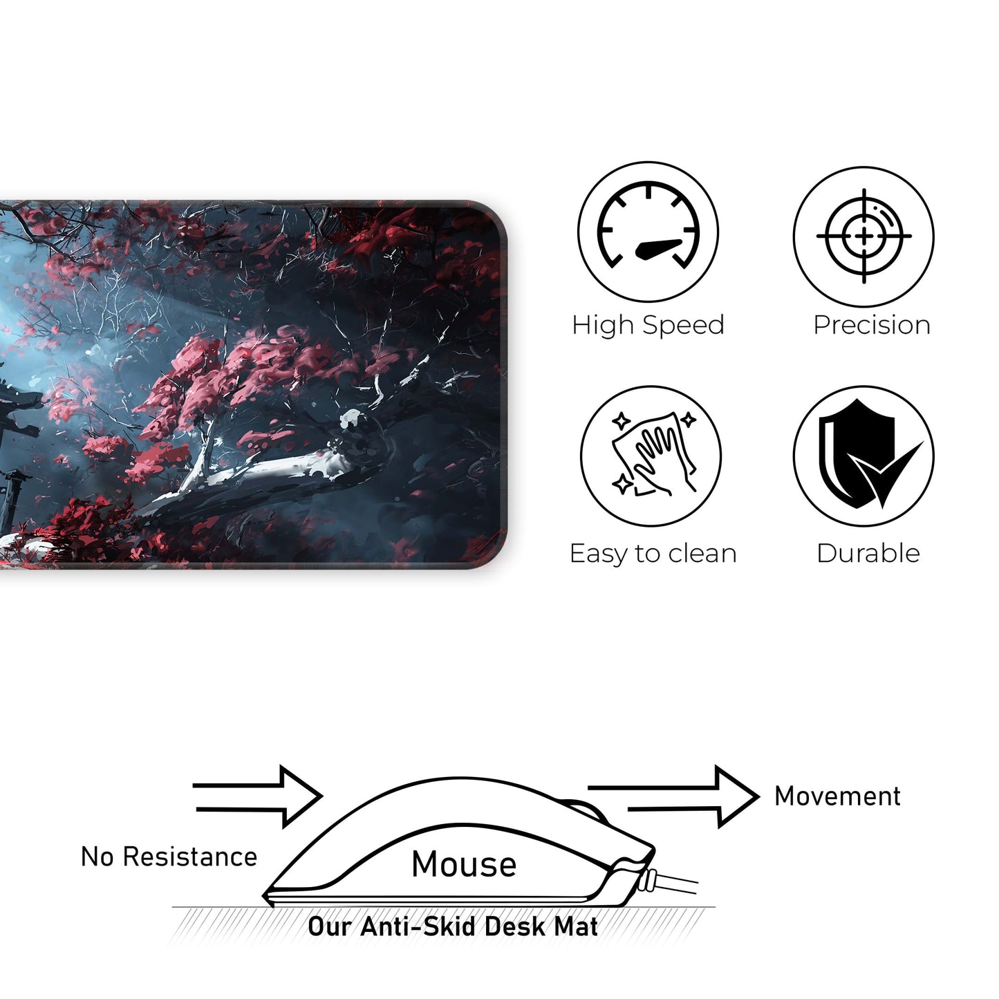 Dark Sakura Art - E-XL Mousepad image 3