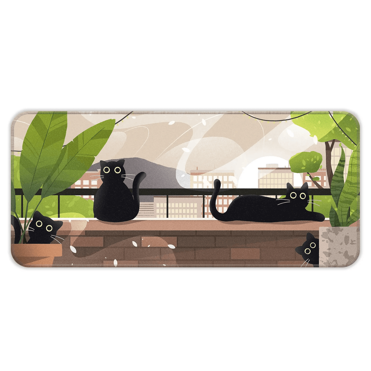 Relaxed Black Kittens - Green - E-XL Mousepad image 0