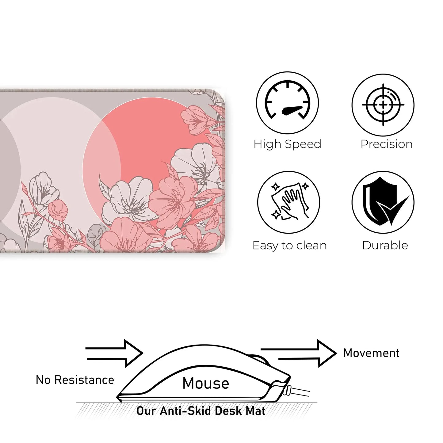 Sakura Circles - Peach - E-XL Mousepad image 3