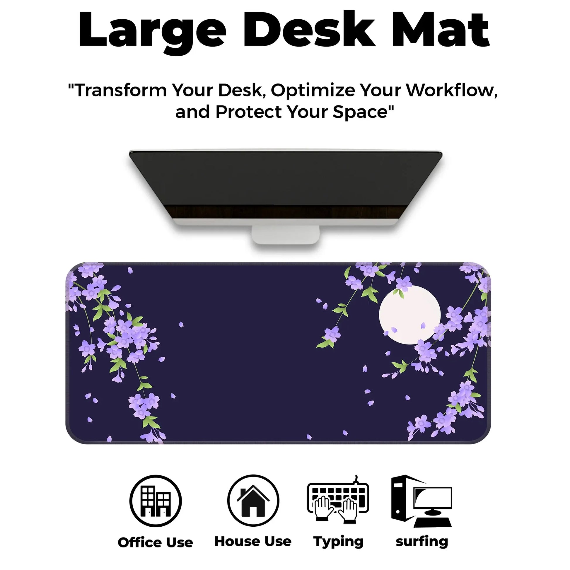 Sakura Petals Moon - Purple - E-XL Mousepad image 5