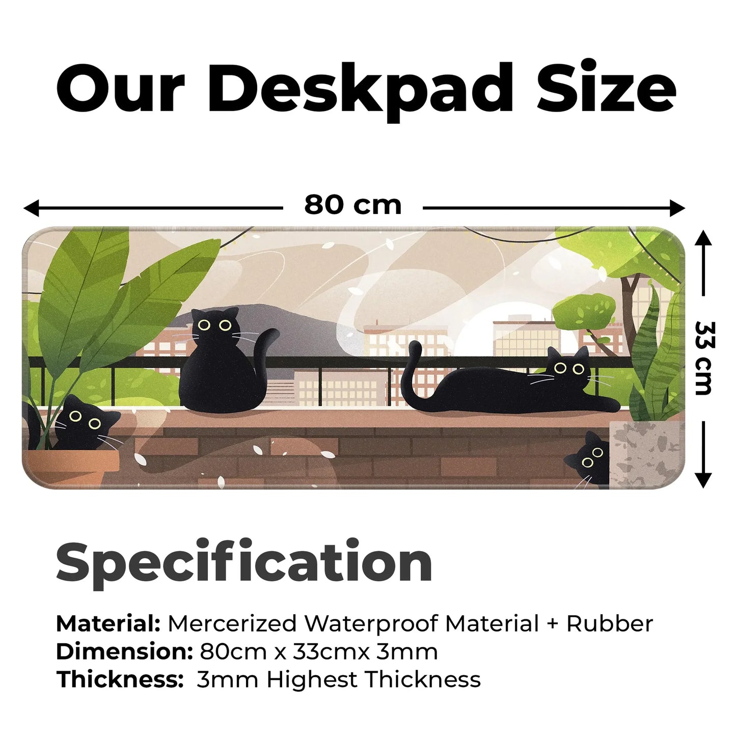 Relaxed Black Kittens - Green - E-XL Mousepad image 1