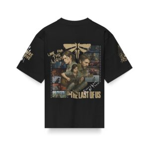 The Last of Us Oversized T-Shirt – 240 GSM | DTF Print | Black & Brown | Unisex Gamer Tee
